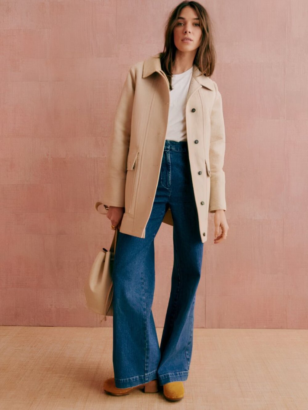 NWT Sezane Gabano Coat Beige US Size 14